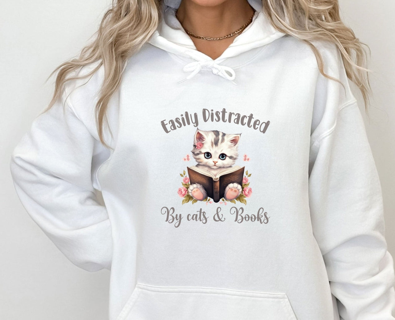 Cat and Books Hoodie - lismoreboutique - Hoodie - Book_Lovers_Hoodie