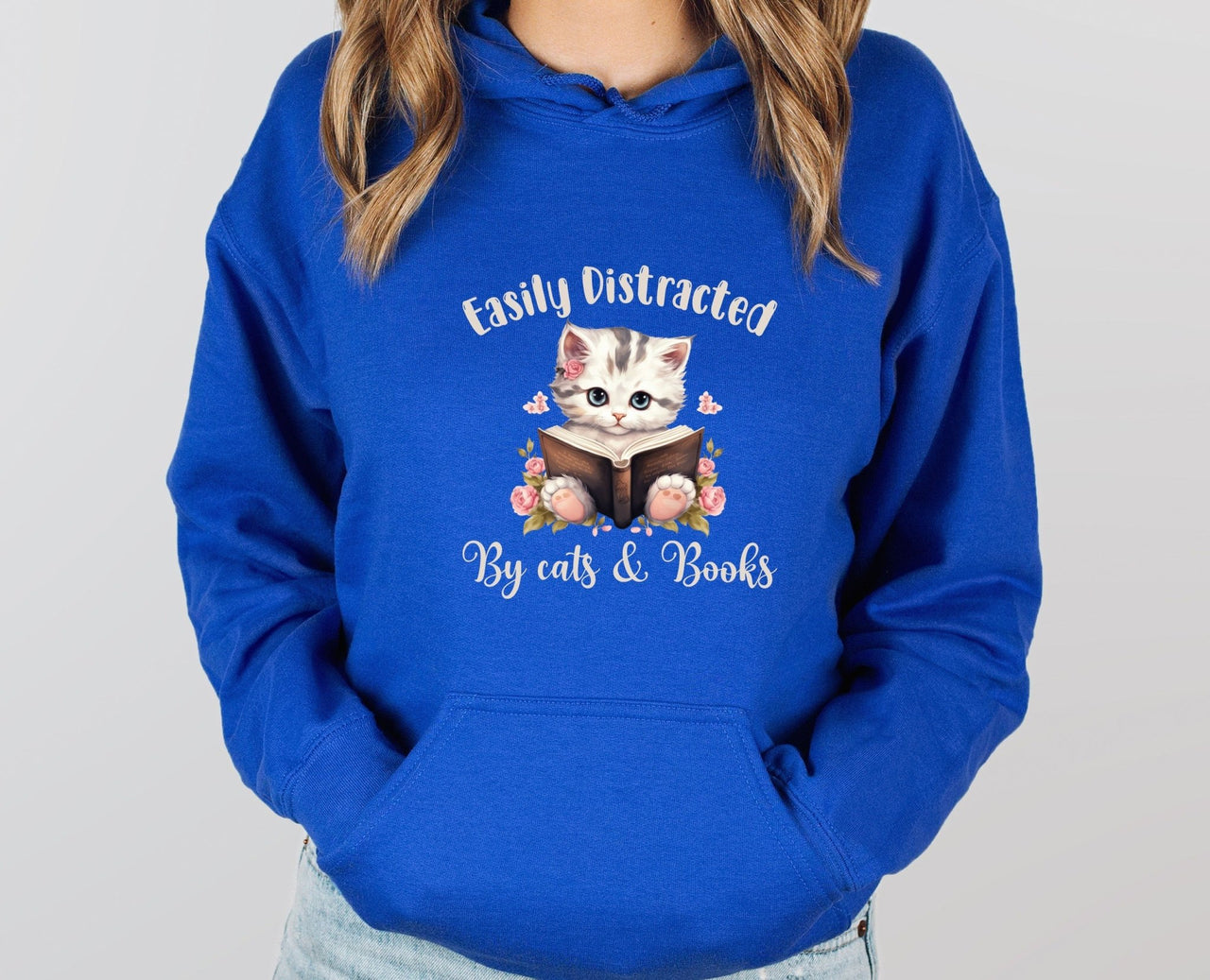 Cat and Books Hoodie - lismoreboutique - Hoodie - Book_Lovers_Hoodie