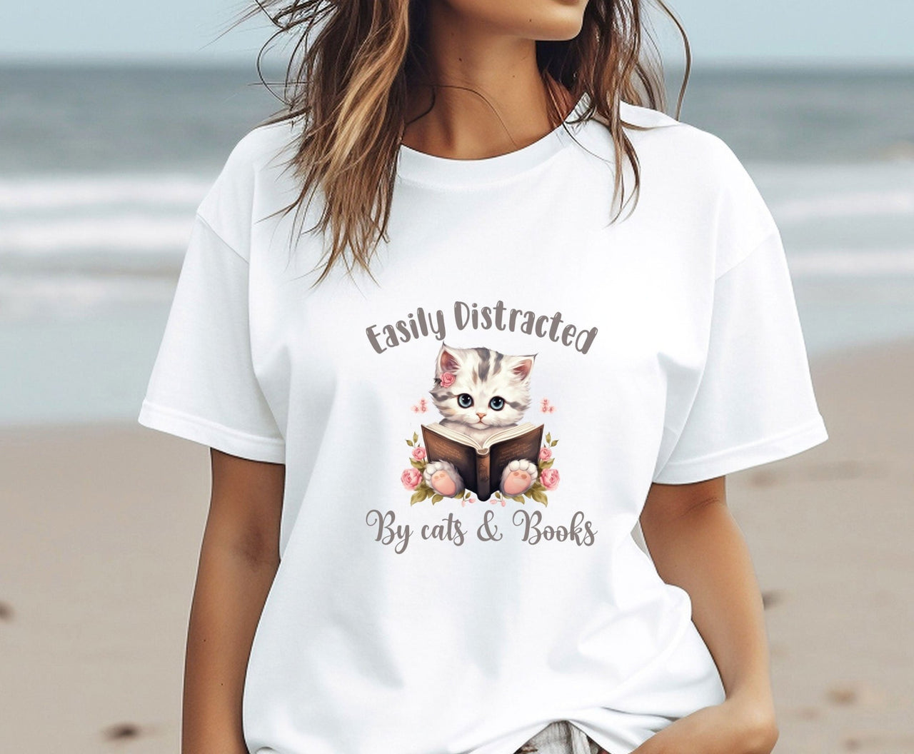 Cat and Books Shirt - lismoreboutique - Unisex T-Shirt - Book_Lovers_Gift