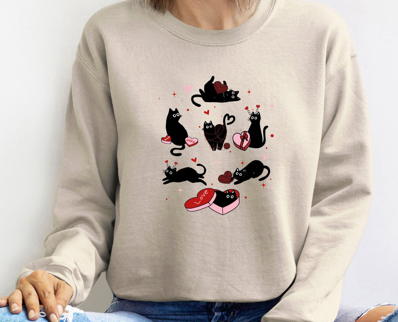 Cat Valentine Sweater - lismoreboutique - Sweatshirt - cat_lover_gift