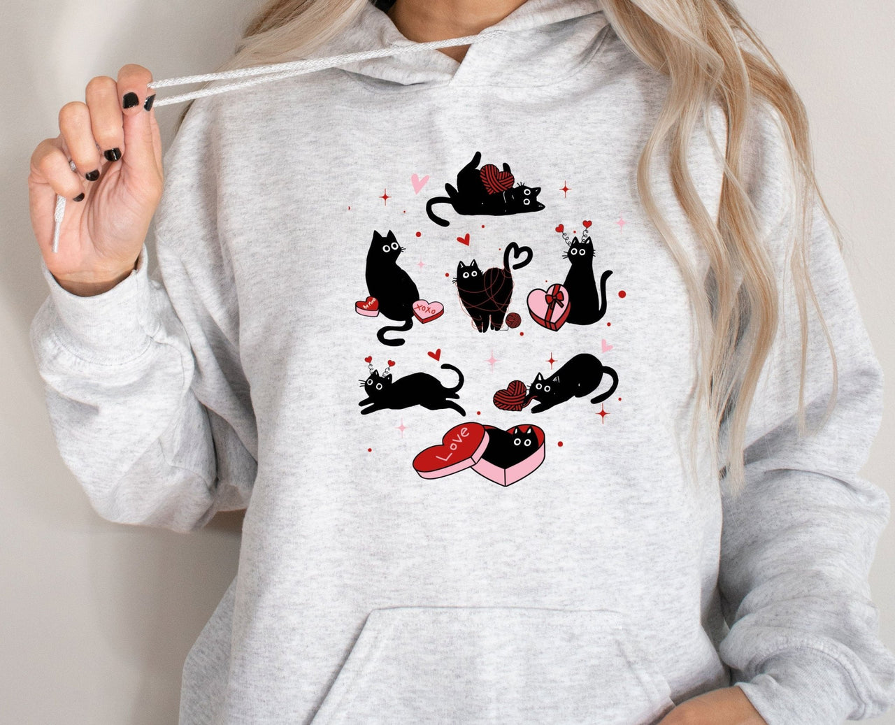 Cat Valentines Hoodie - lismoreboutique - Hoodie - black_cat_hoodie