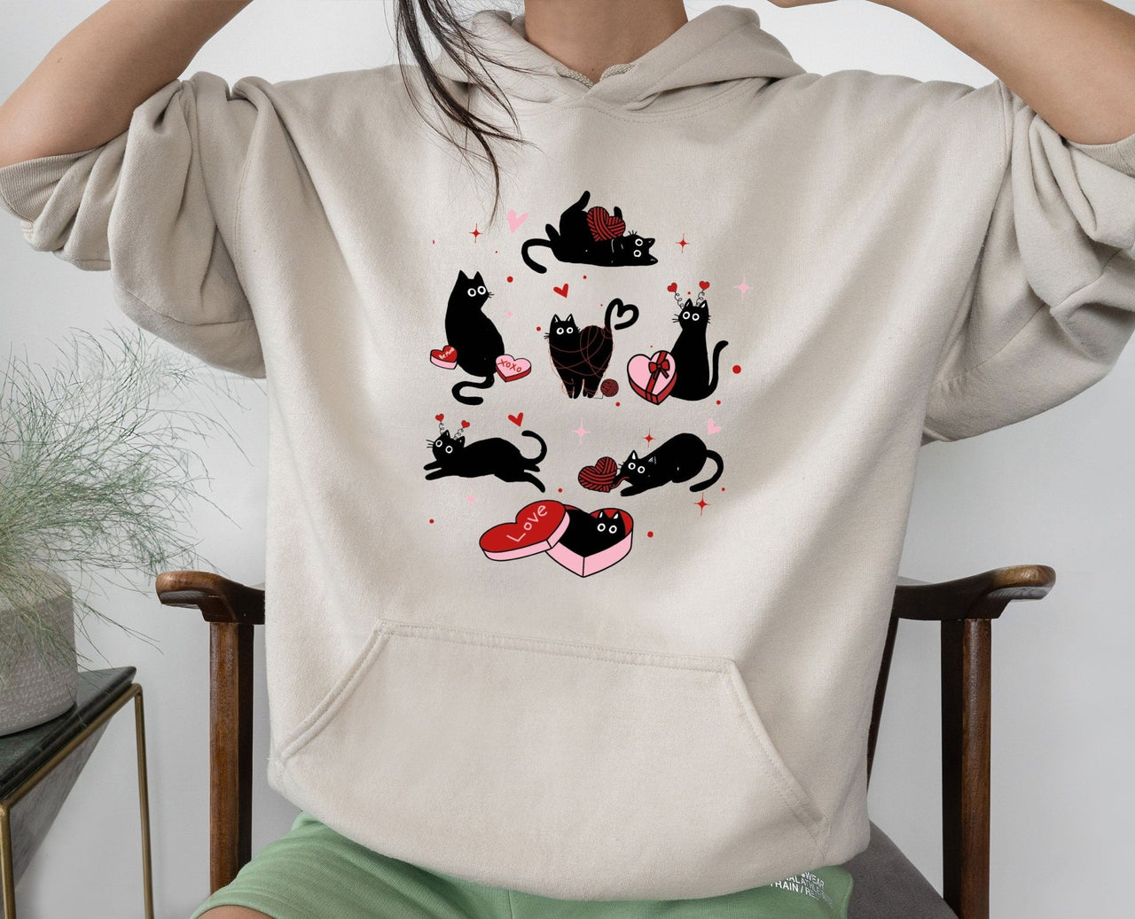 Cat Valentines Hoodie - lismoreboutique - Hoodie - black_cat_hoodie