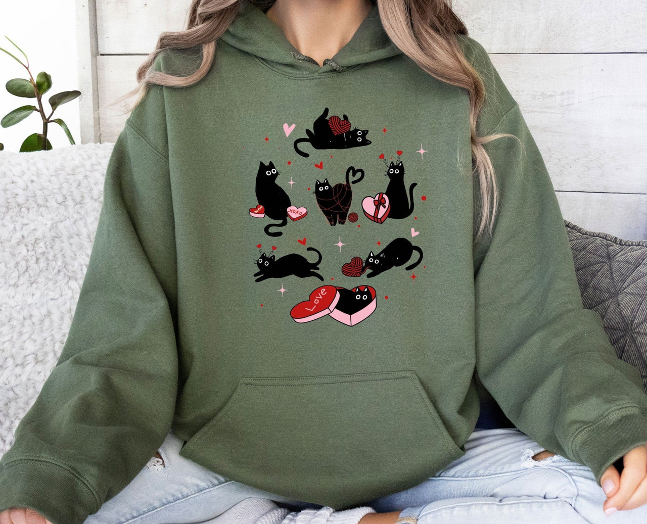 Cat Valentines Hoodie - lismoreboutique - Hoodie - black_cat_hoodie