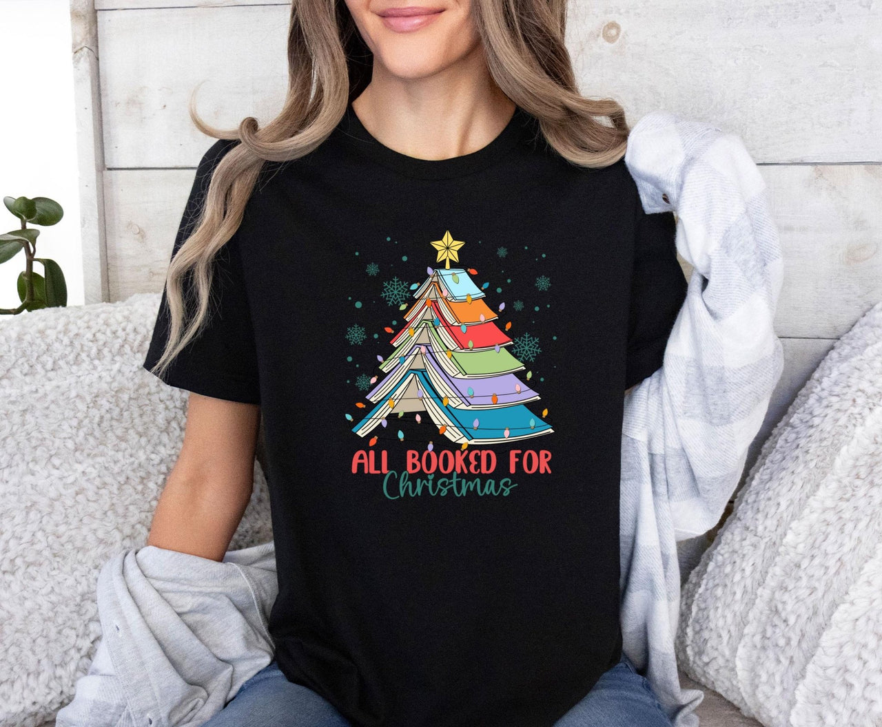 Christmas Book Shirt - lismoreboutique - Unisex T-Shirt - all_booked_christmas