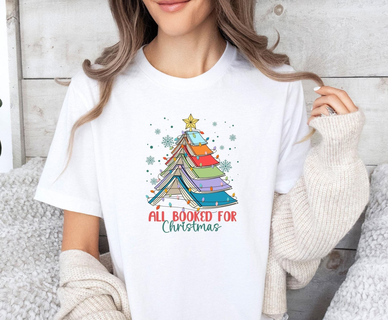 Christmas Book Shirt - lismoreboutique - Unisex T-Shirt - all_booked_christmas