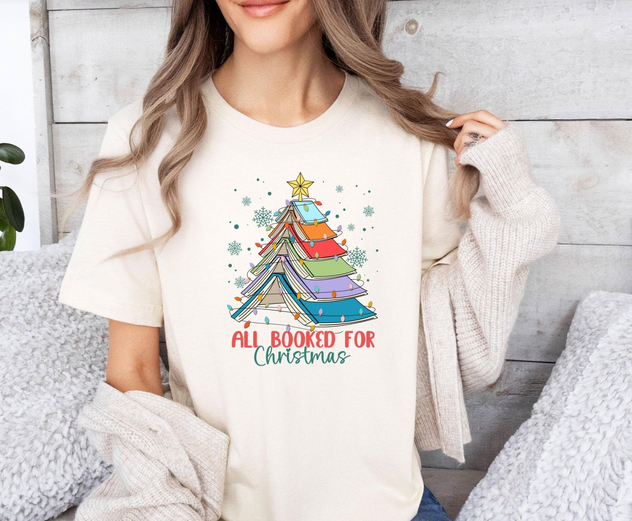 Christmas Book Shirt - lismoreboutique - Unisex T-Shirt - all_booked_christmas