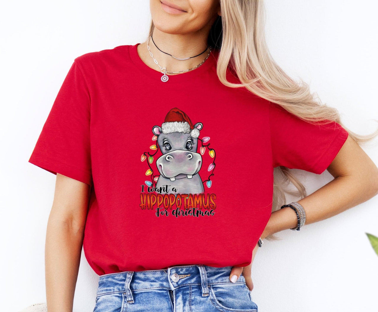 Christmas Hippo Shirt - lismoreboutique - Unisex T-Shirt - Christmas_Hippo_tee