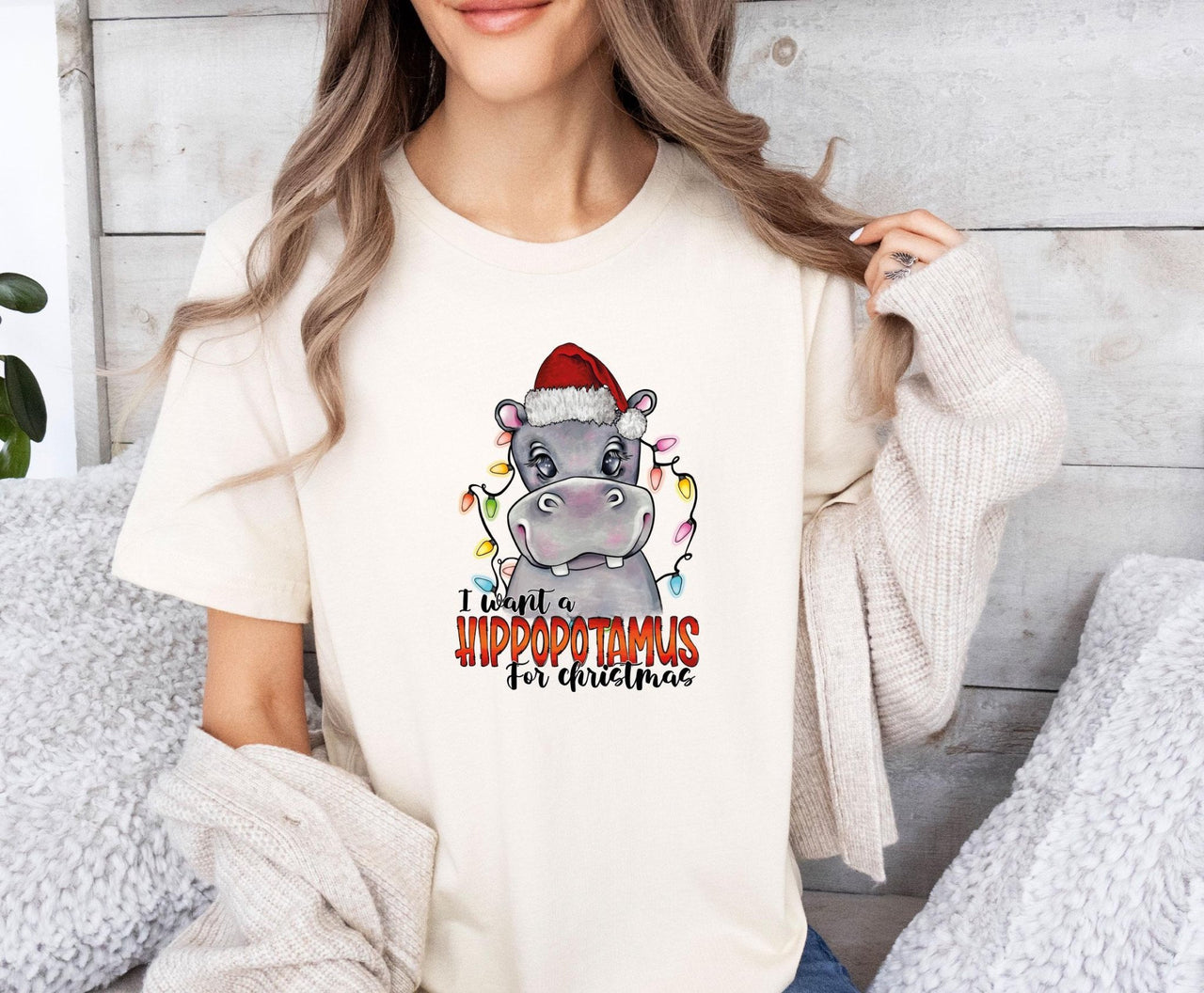 Christmas Hippo Shirt - lismoreboutique - Unisex T-Shirt - Christmas_Hippo_tee