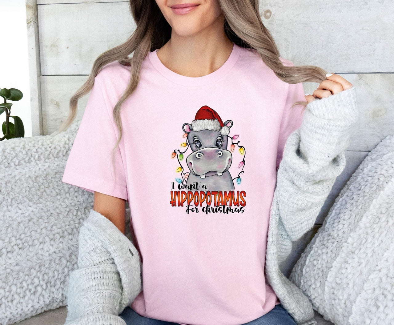 Christmas Hippo Shirt - lismoreboutique - Unisex T-Shirt - Christmas_Hippo_tee