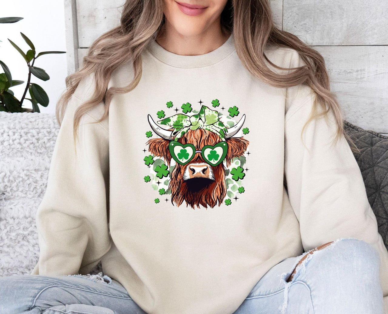 Clover Cow Sweatshirt - lismoreboutique - Sweatshirt - Clover_Cow_Sweater