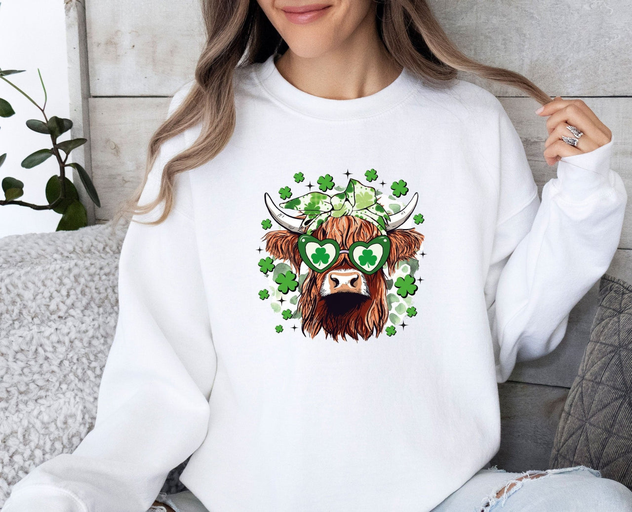 Clover Cow Sweatshirt - lismoreboutique - Sweatshirt - Clover_Cow_Sweater