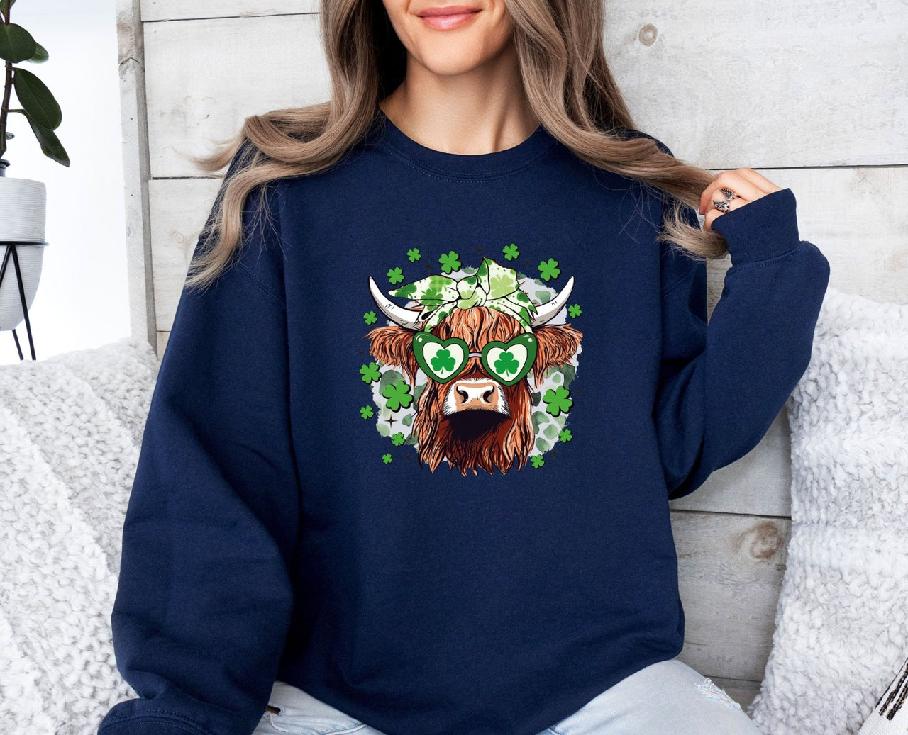 Clover Cow Sweatshirt - lismoreboutique - Sweatshirt - Clover_Cow_Sweater