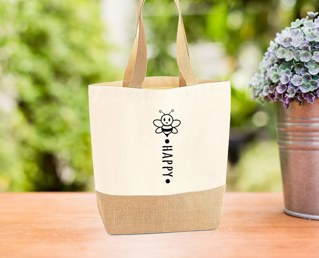 Cute Bee Jute Tote Bag - lismoreboutique - Jute - be_happy_jute_bag