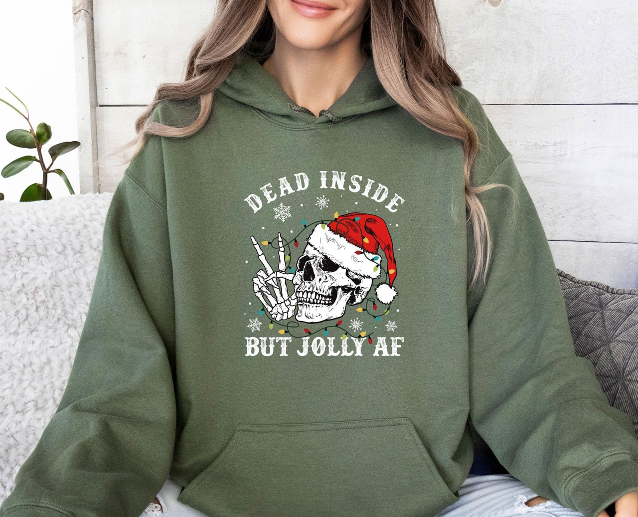 Dead Inside Christmas Hoodie - lismoreboutique - Hoodie - christmas_goth_gift