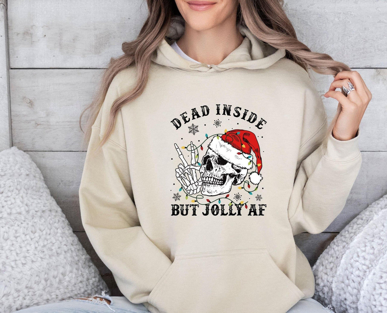 Dead Inside Christmas Hoodie - lismoreboutique - Hoodie - christmas_goth_gift