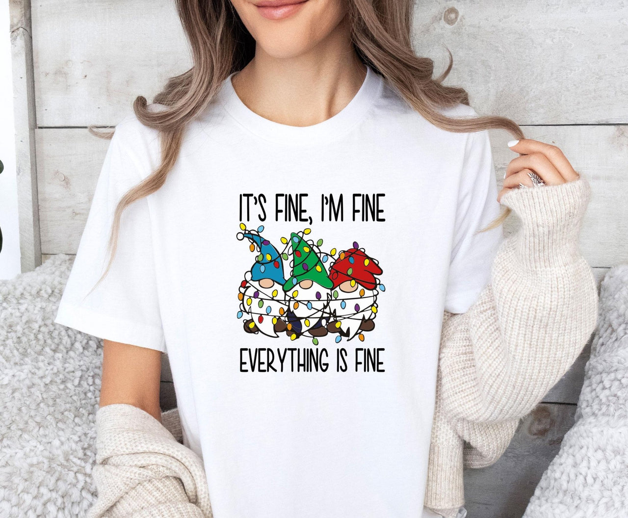 Everything is Fine Shirt - lismoreboutique - Unisex T-Shirt - christmas_lights_tee