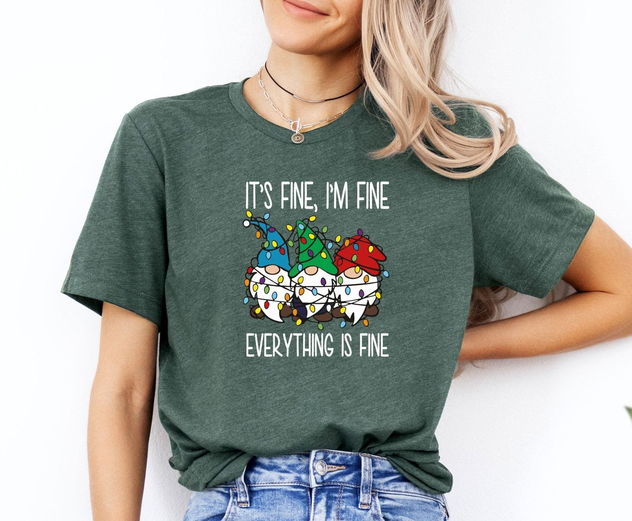 Everything is Fine Shirt - lismoreboutique - Unisex T-Shirt - christmas_lights_tee