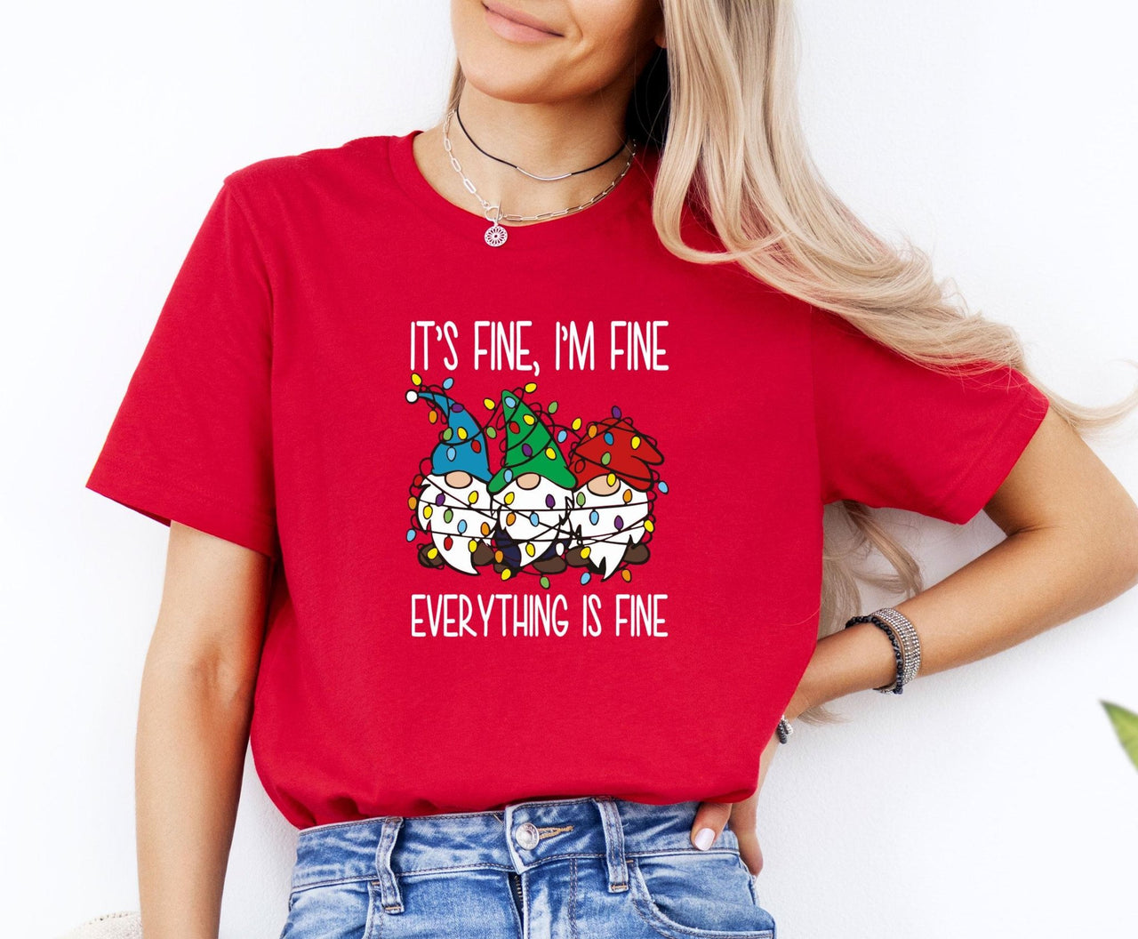 Everything is Fine Shirt - lismoreboutique - Unisex T-Shirt - christmas_lights_tee