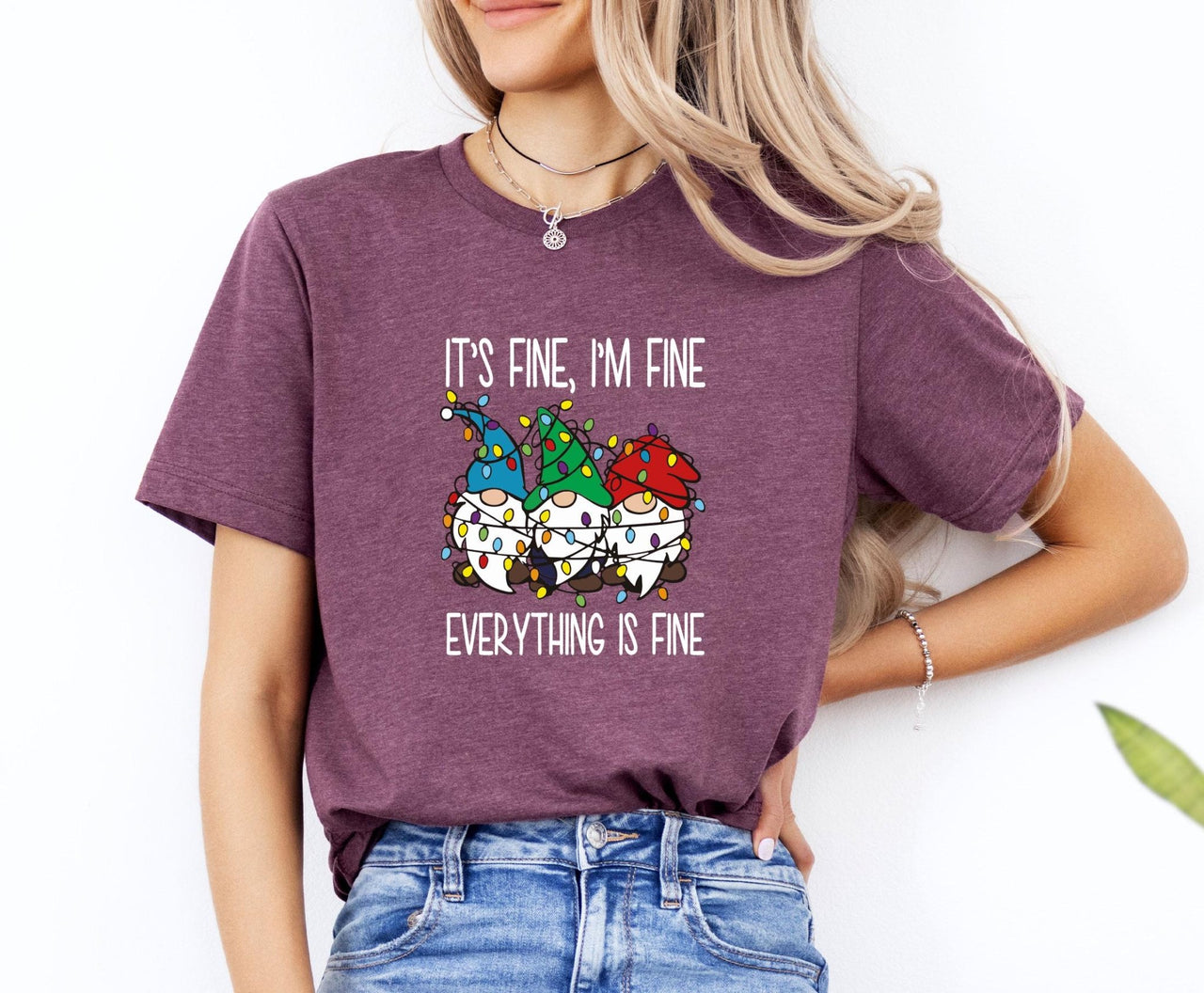 Everything is Fine Shirt - lismoreboutique - Unisex T-Shirt - christmas_lights_tee