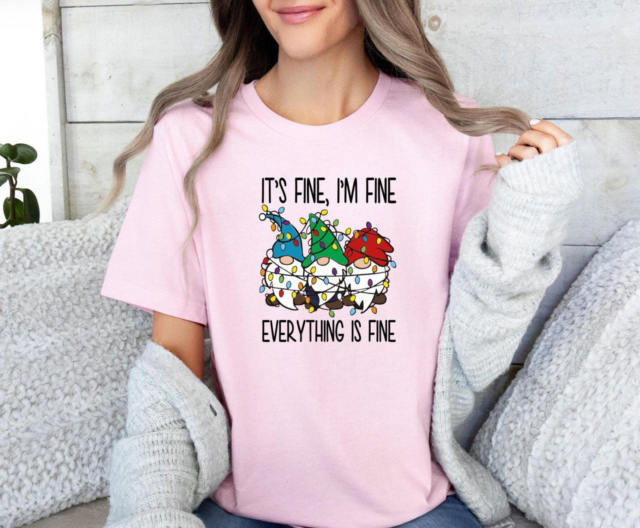 Everything is Fine Shirt - lismoreboutique - Unisex T-Shirt - christmas_lights_tee