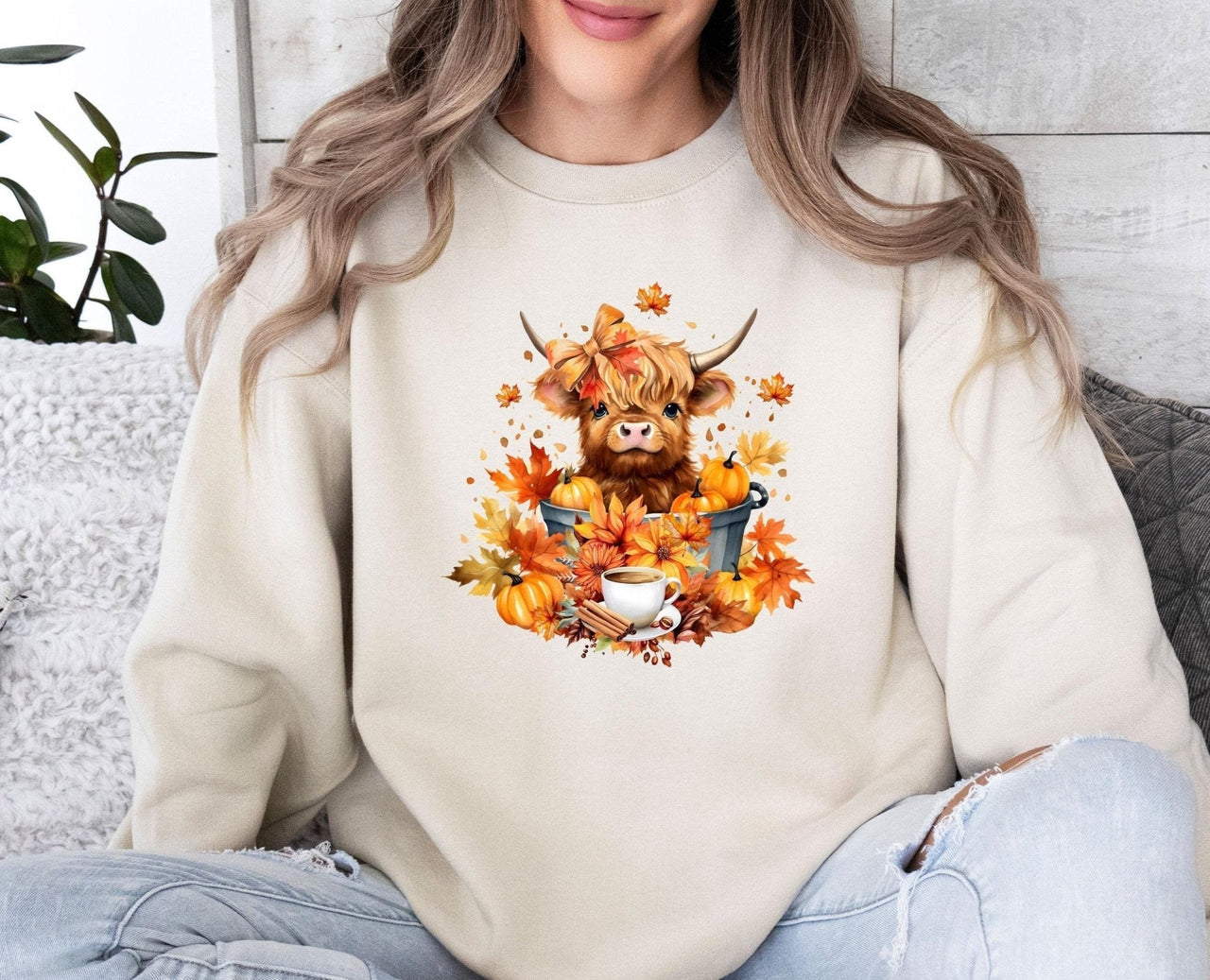 Fall Cow Sweatshirt - Lismore Boutique - Sweatshirt - autumn_cow_sweater