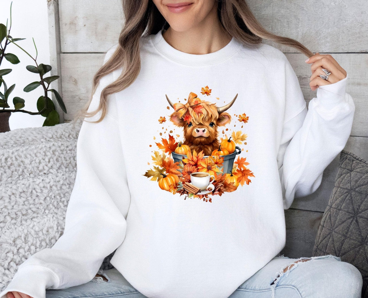 Fall Cow Sweatshirt - Lismore Boutique - Sweatshirt - autumn_cow_sweater