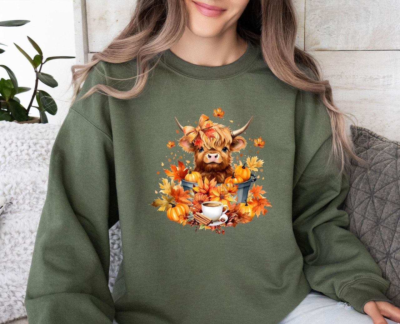 Fall Cow Sweatshirt - Lismore Boutique - Sweatshirt - autumn_cow_sweater