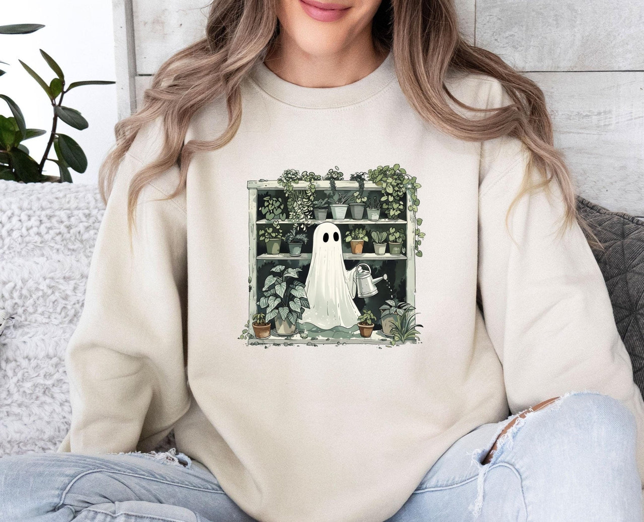 Halloween Plant Sweatshirt - lismoreboutique - Sweatshirt - cute_ghost_sweater