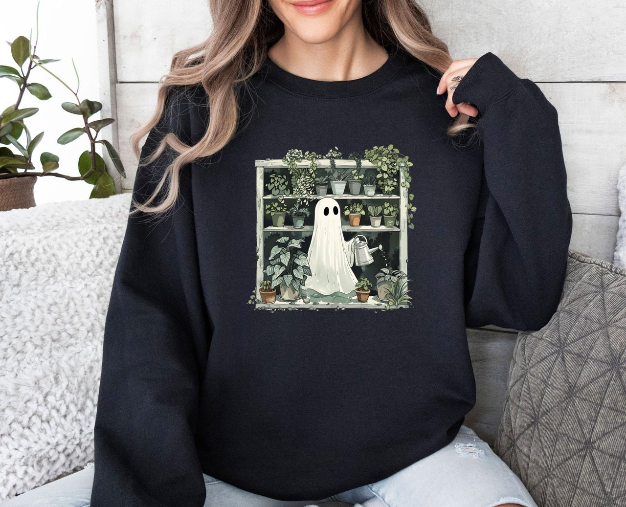 Halloween Plant Sweatshirt - lismoreboutique - Sweatshirt - cute_ghost_sweater