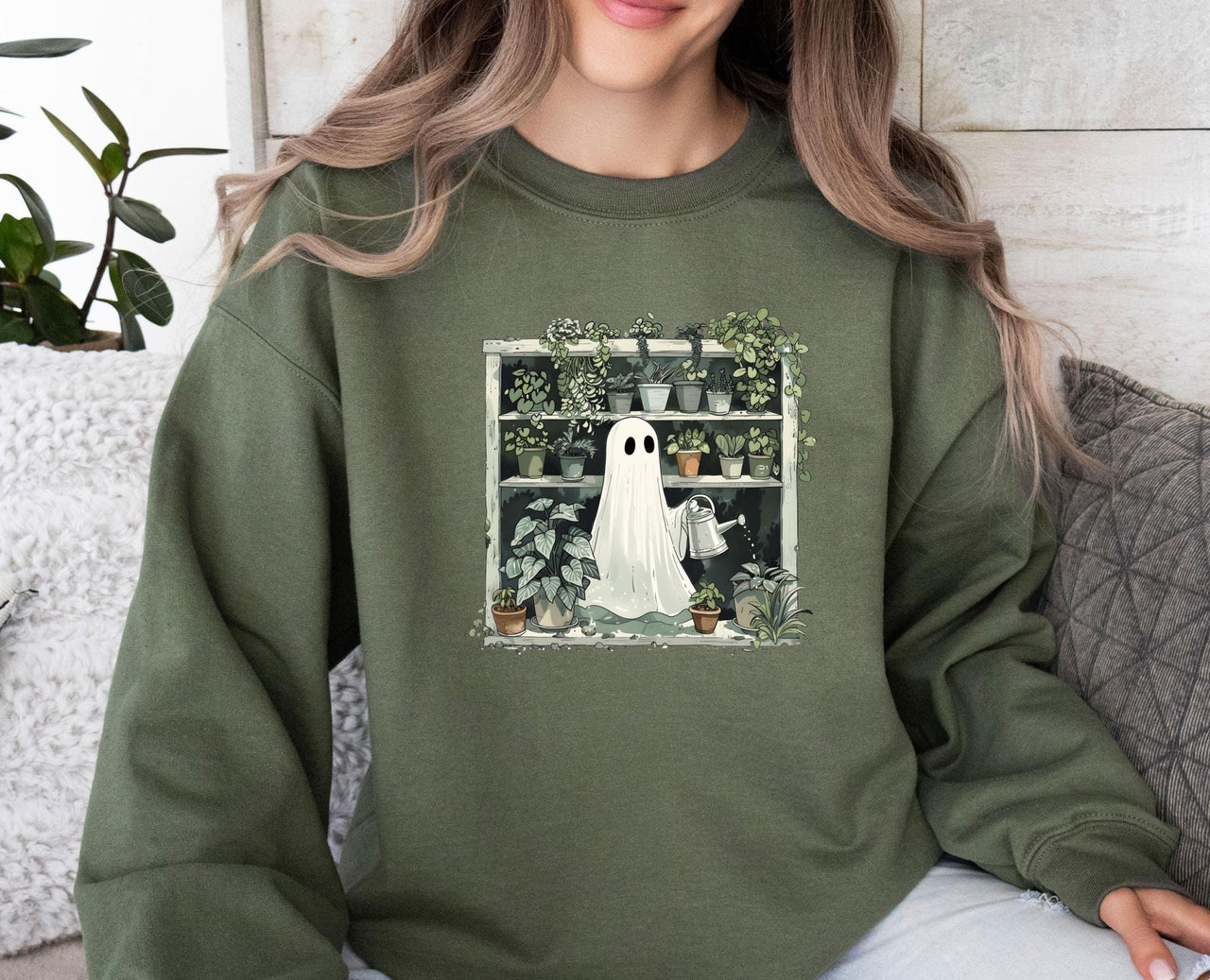 Halloween Plant Sweatshirt - lismoreboutique - Sweatshirt - cute_ghost_sweater