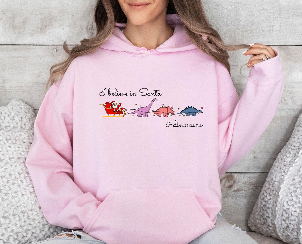 I Believe Santa Hoodie - lismoreboutique - Hoodie - Christmas_Dinosaur