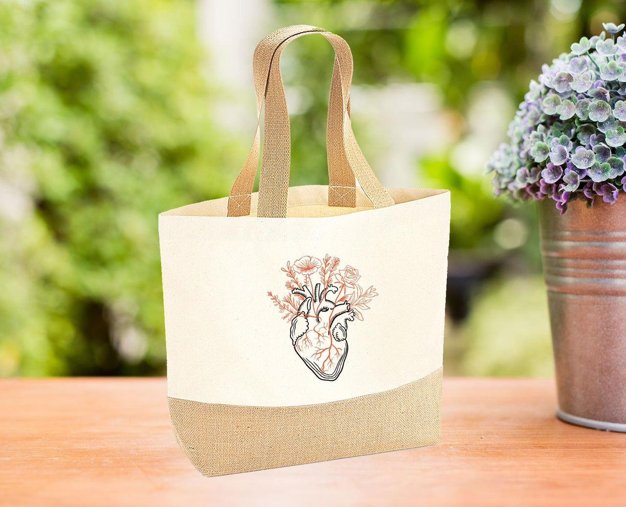 Floral Heart Bag - lismoreboutique - Jute - Anatomical_Heart