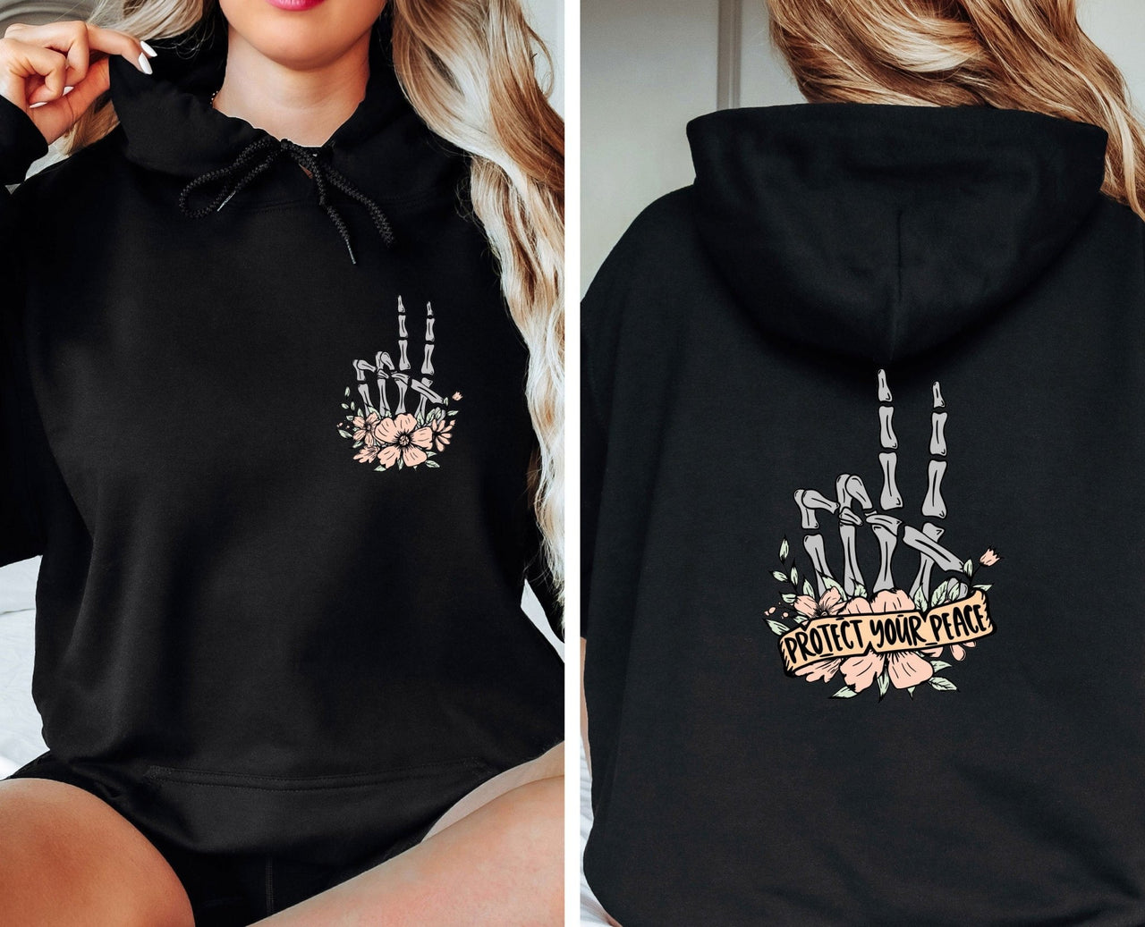 Skeleton Hand Hoodie - lismoreboutique - Hoodie - Back_Side_Print