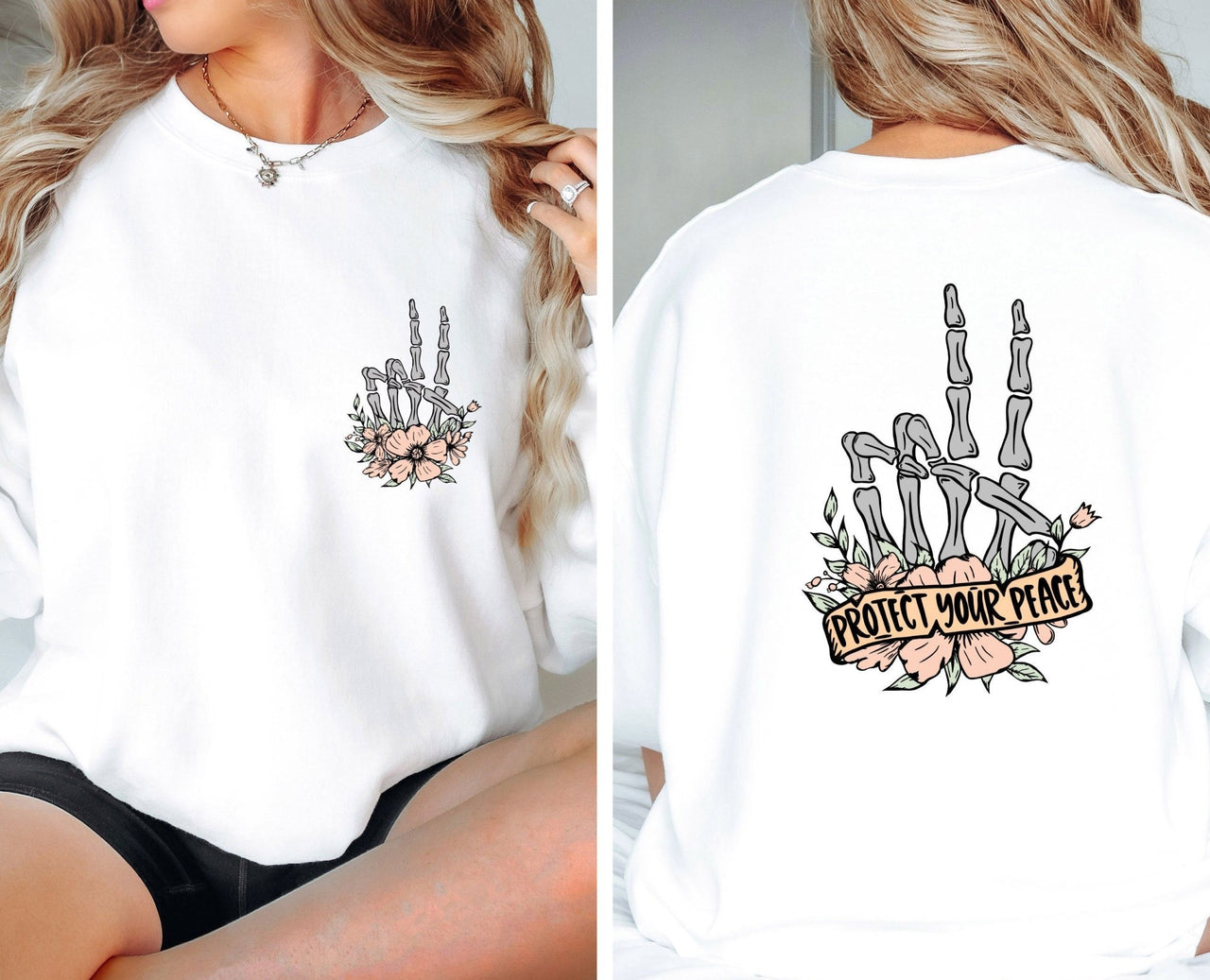 Protect Your Peace - lismoreboutique - Sweatshirt - Floral_Skeleton