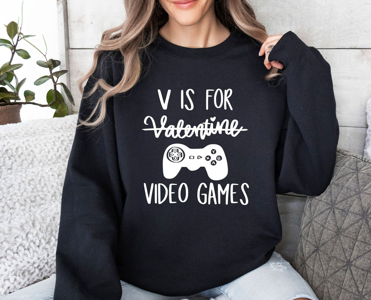 V Is For Video Games - lismoreboutique - Sweatshirt - Couples_Valentine