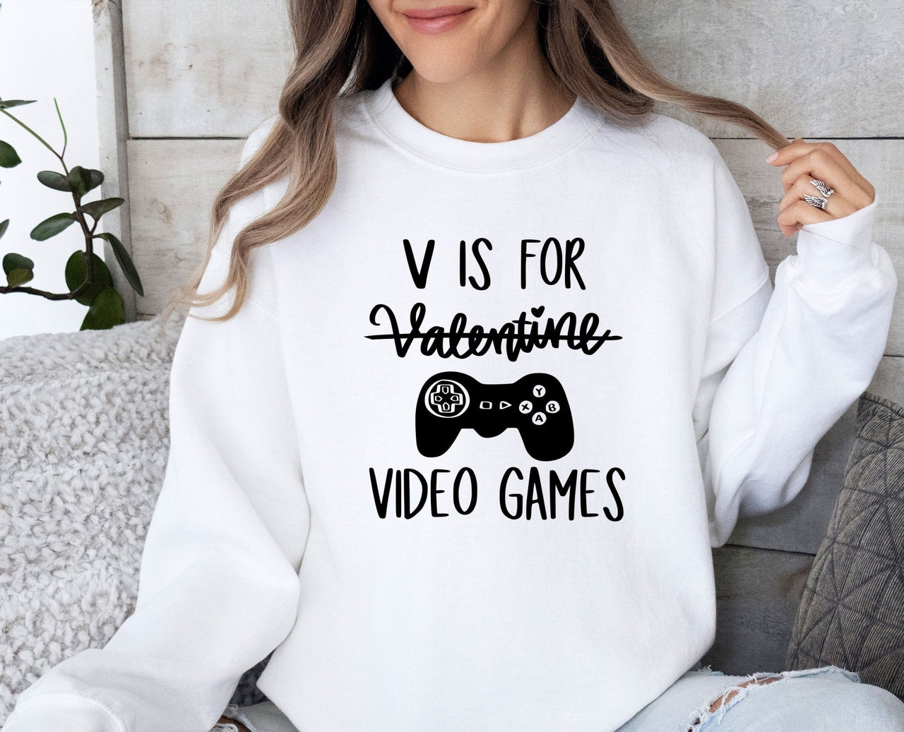 V Is For Video Games - lismoreboutique - Sweatshirt - Couples_Valentine