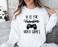 Thumbnail for V Is For Video Games - lismoreboutique - Sweatshirt - Couples_Valentine