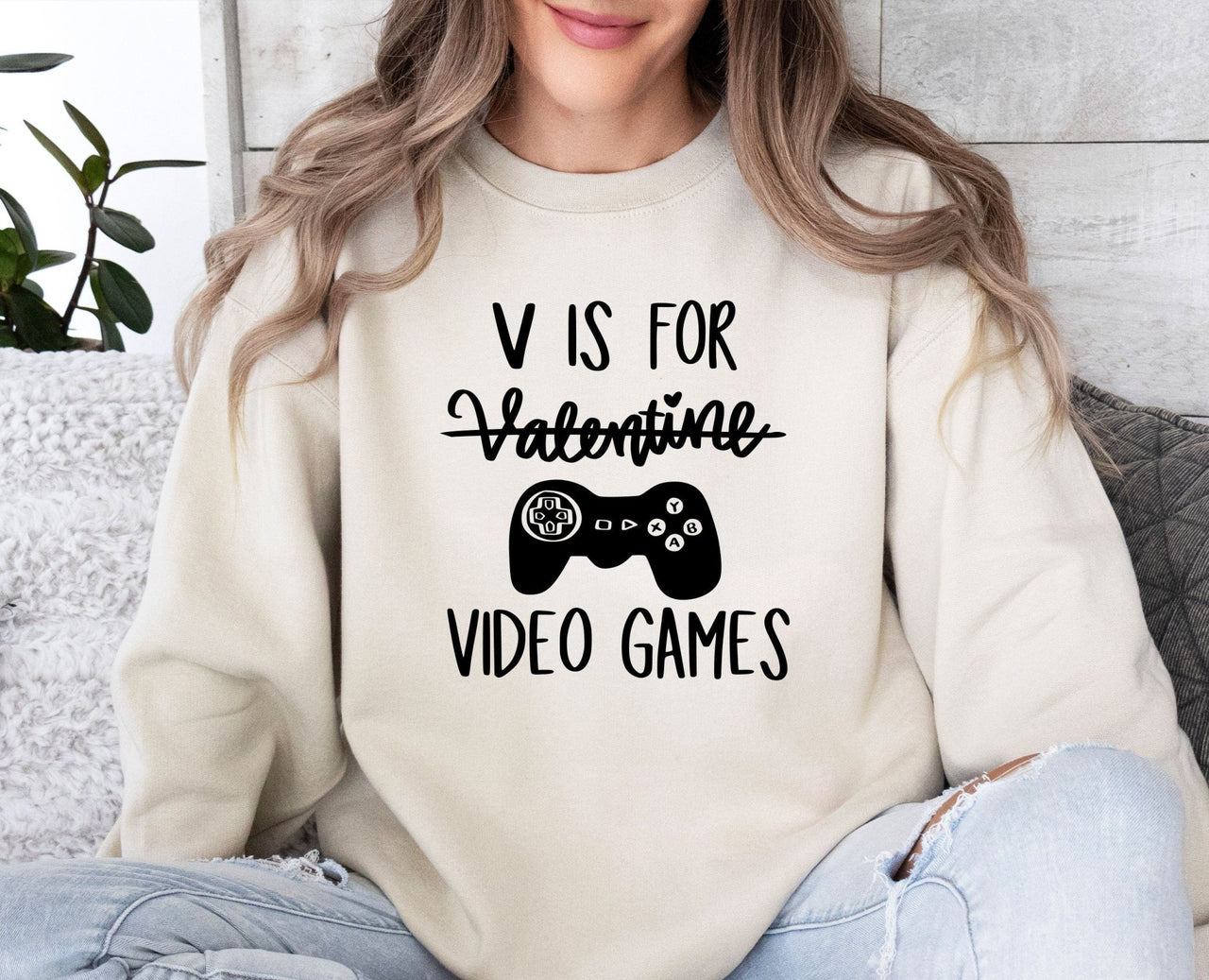 V Is For Video Games - lismoreboutique - Sweatshirt - Couples_Valentine