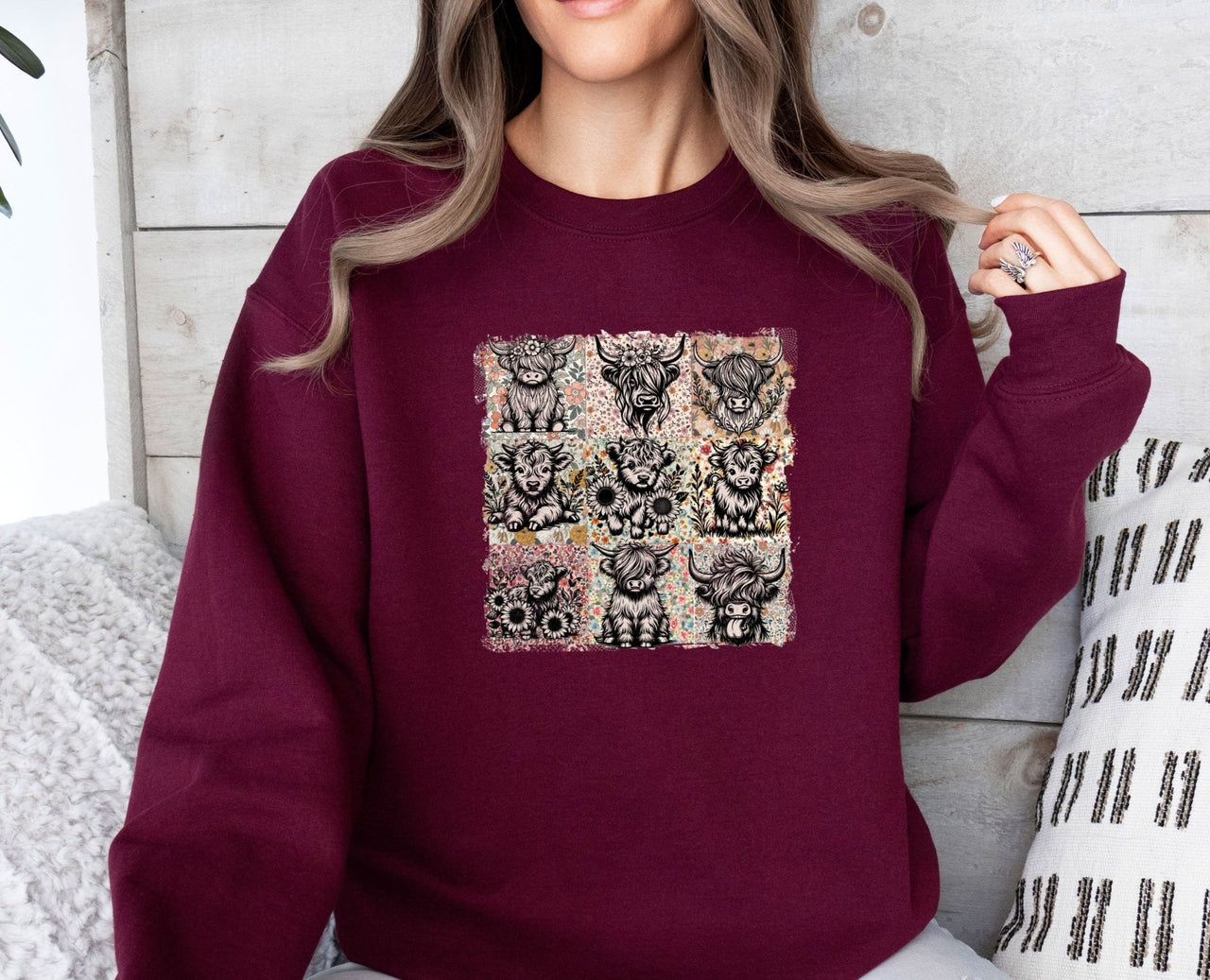 Highland Cow Sweatshirt - lismoreboutique - Sweatshirt - Cow_Farm_Gift