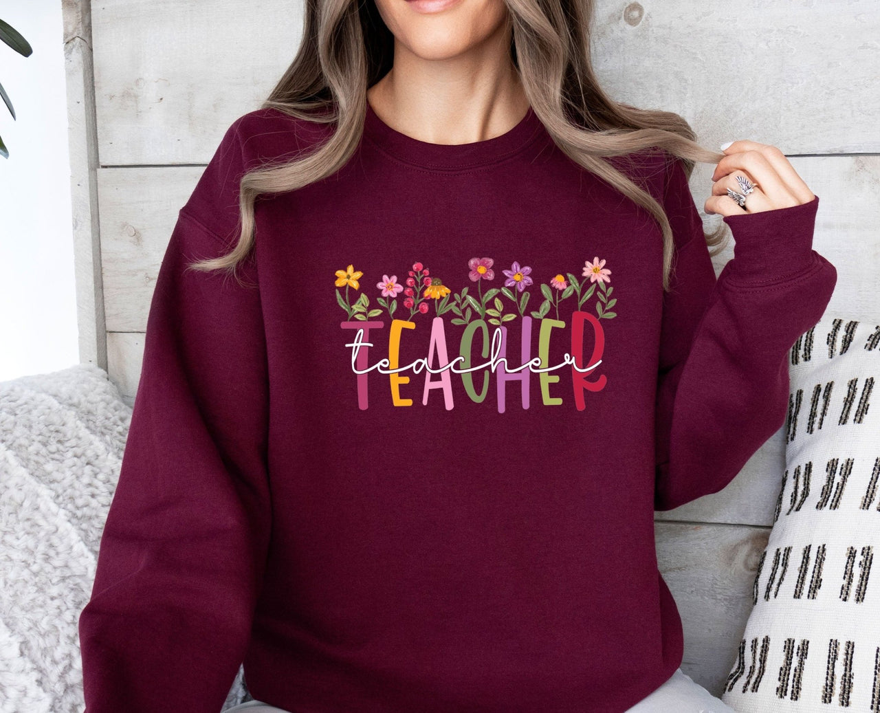 Floral Teacher Sweatshirt - lismoreboutique - Sweatshirt - Cute_Teacher_Present