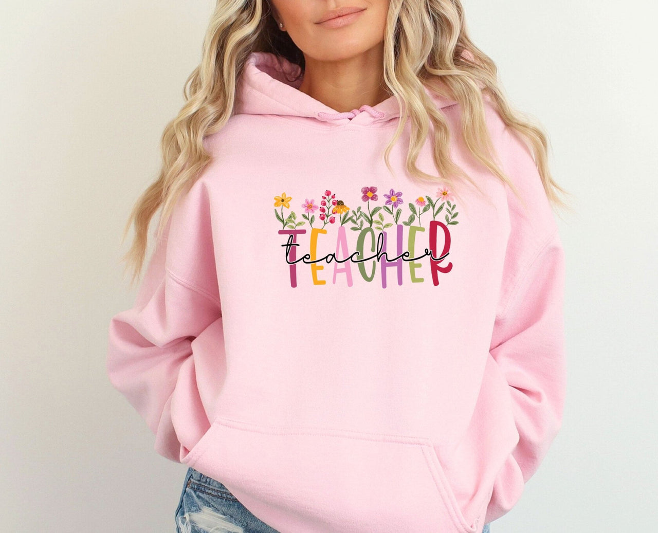 Floral Teacher Hoodie - lismoreboutique - Hoodie - elemantary_teacher