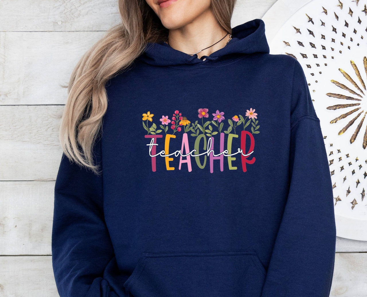 Floral Teacher Hoodie - lismoreboutique - Hoodie - elemantary_teacher