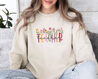 Thumbnail for Floral Teacher Sweatshirt - lismoreboutique - Sweatshirt - Cute_Teacher_Present