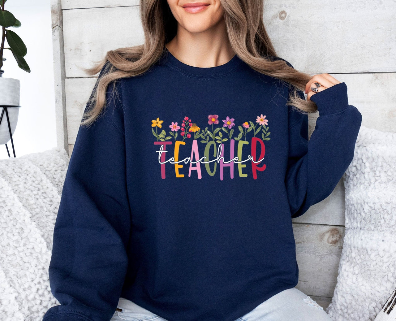 Floral Teacher Sweatshirt - lismoreboutique - Sweatshirt - Cute_Teacher_Present