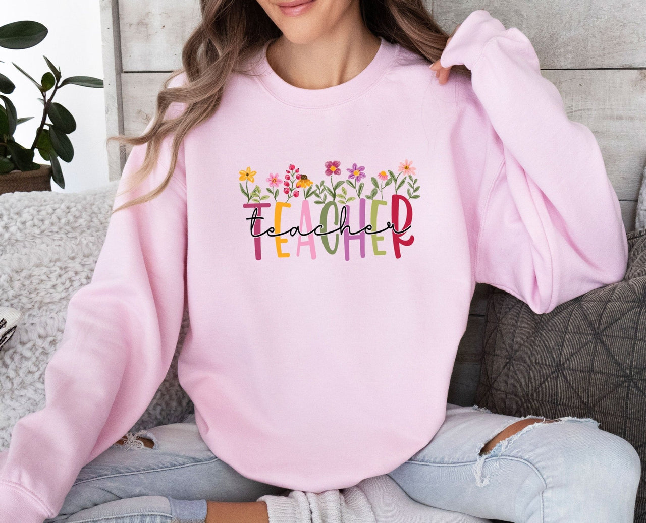 Floral Teacher Sweatshirt - lismoreboutique - Sweatshirt - Cute_Teacher_Present