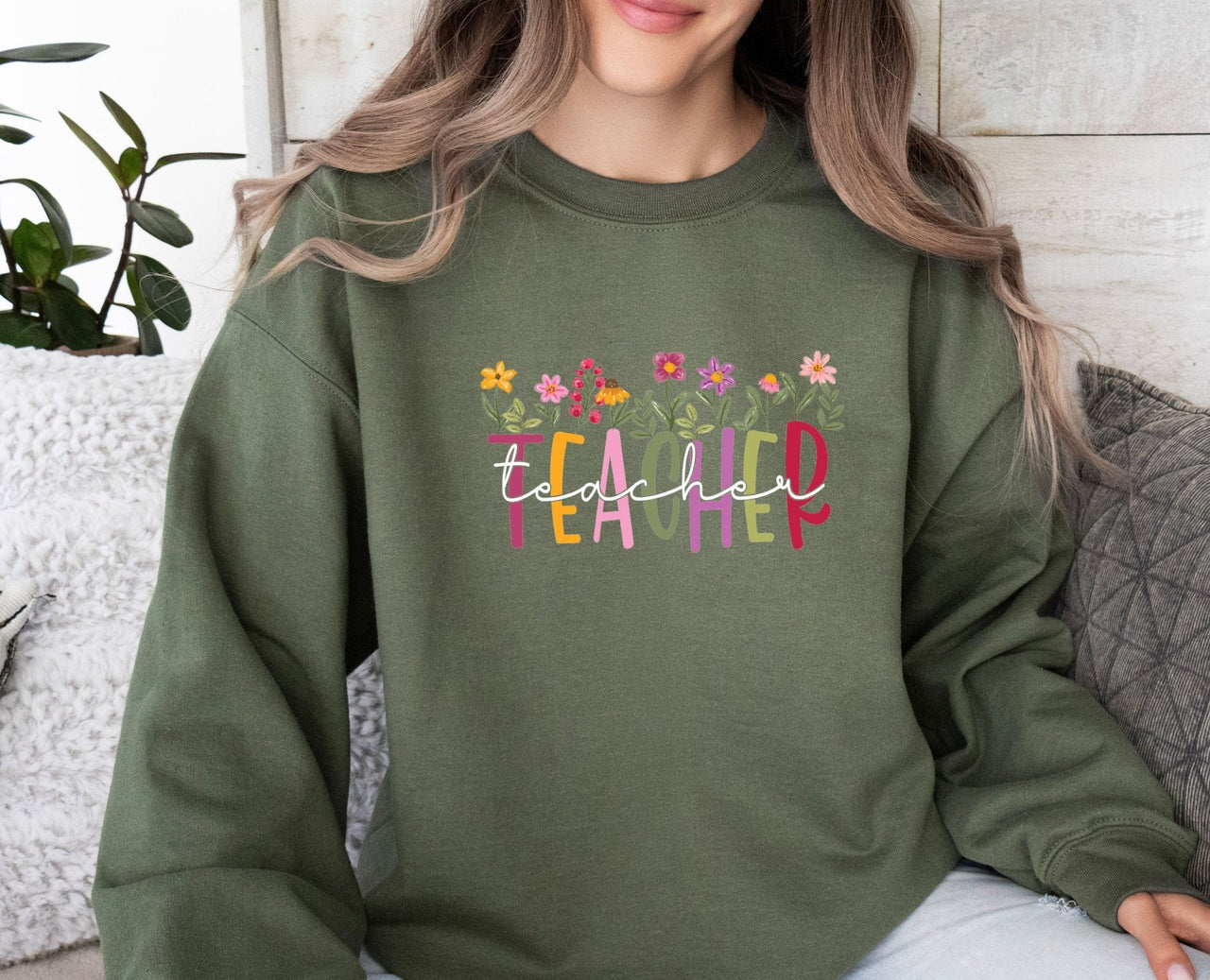 Floral Teacher Sweatshirt - lismoreboutique - Sweatshirt - Cute_Teacher_Present