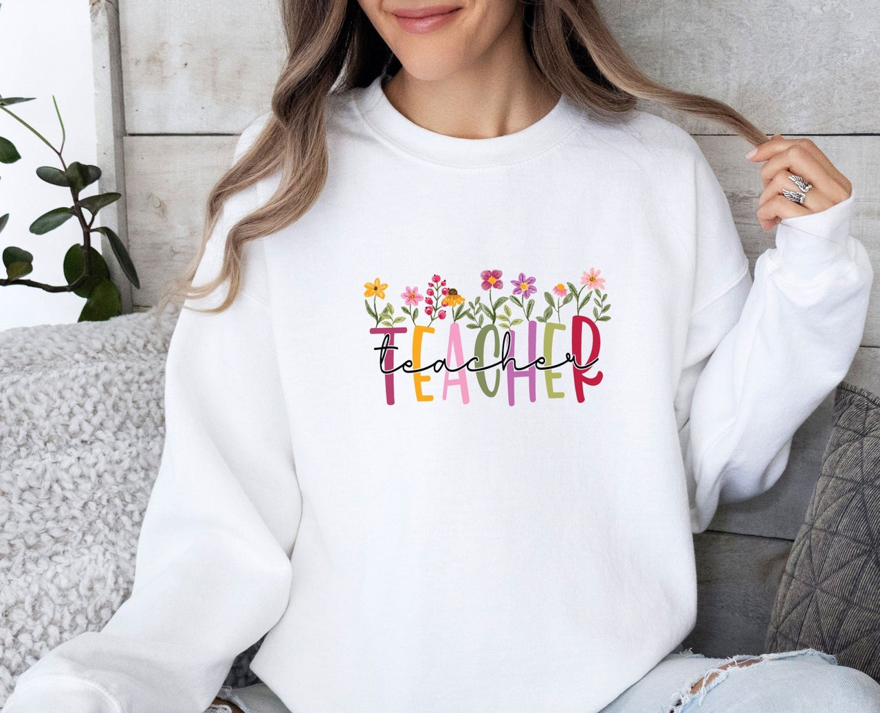 Floral Teacher Sweatshirt - lismoreboutique - Sweatshirt - Cute_Teacher_Present