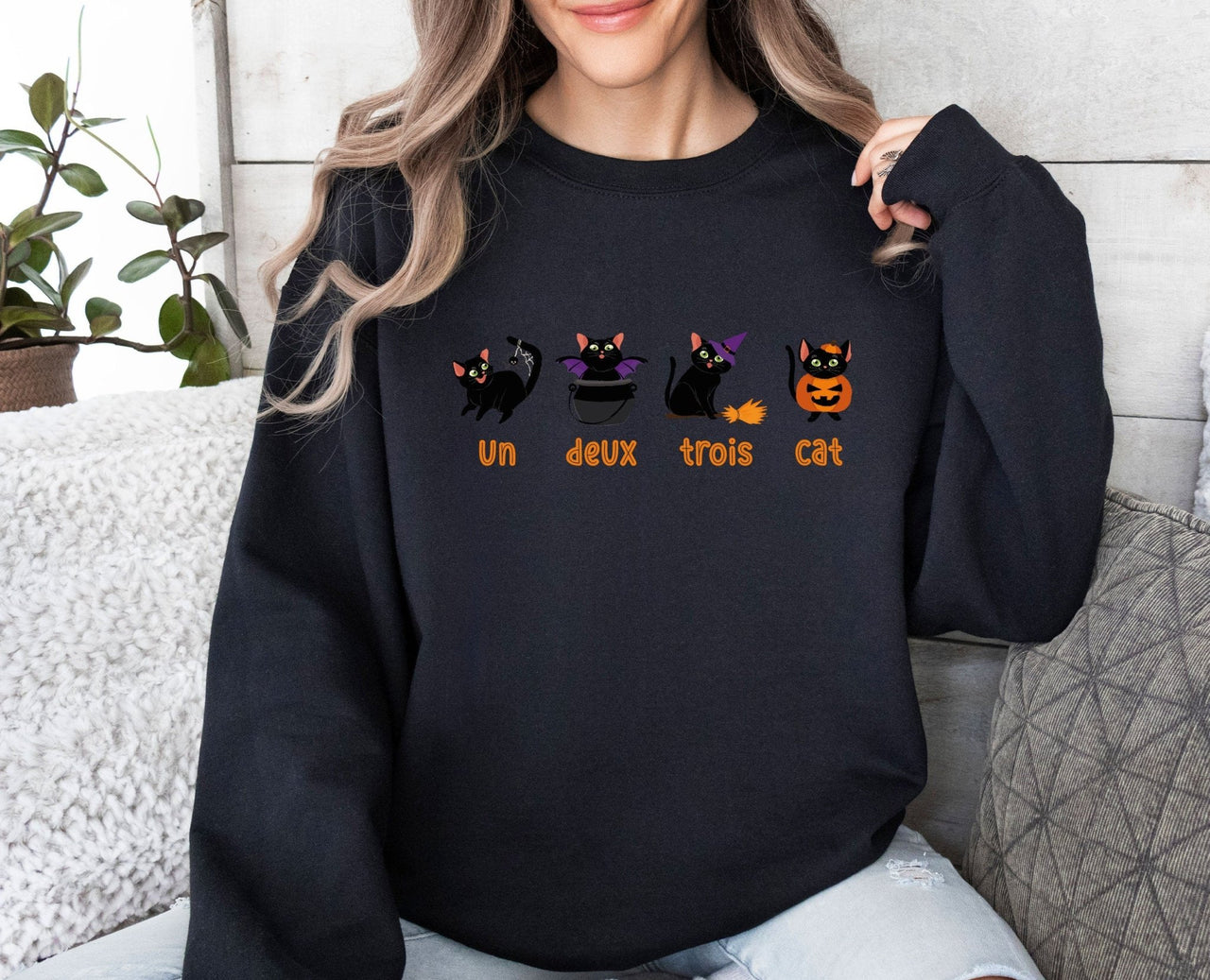 Halloween Cat Sweatshirt - lismoreboutique - Sweatshirt - Black_Cat_Gifts