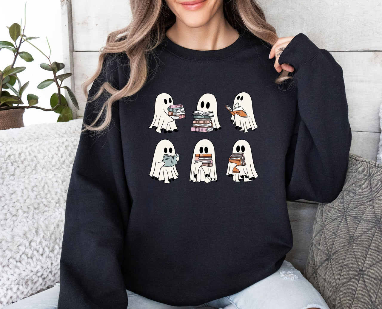 Ghost Book Sweatshirt - lismoreboutique - Sweatshirt - Book_Lovers_Gift