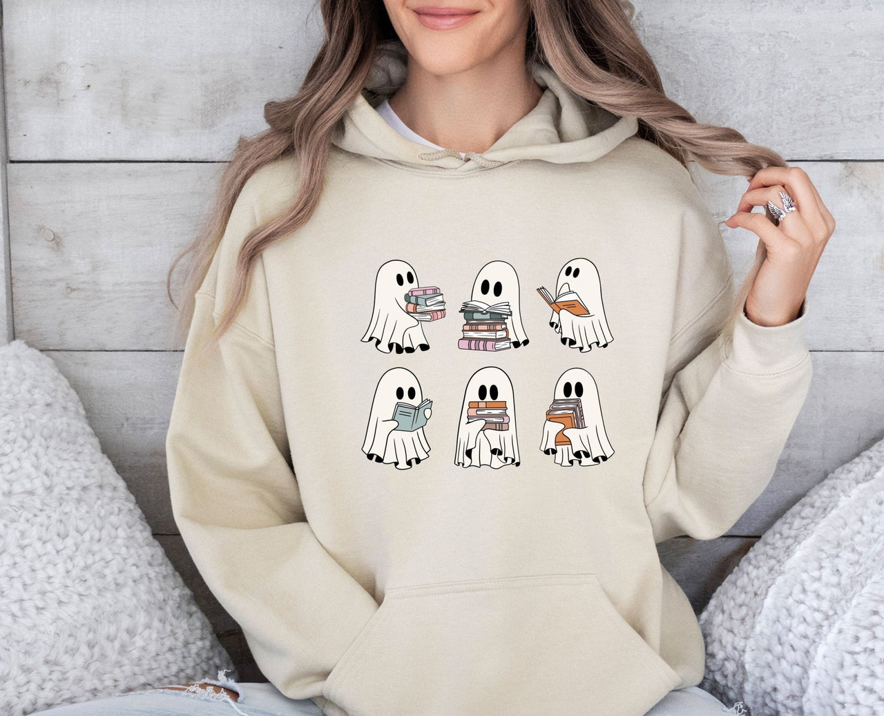 Ghost Reading Books Hoodie - lismoreboutique - Hoodie - Book_Lover_Gift